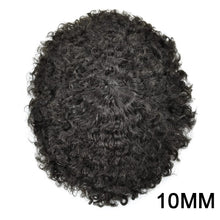 Load image into Gallery viewer, Jet Black 8-12mm Soft Human Hair Afro Curly Toupee for Men