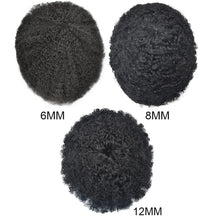 Load image into Gallery viewer, Jet Black 8-12mm Soft Human Hair Afro Curly Toupee for Men