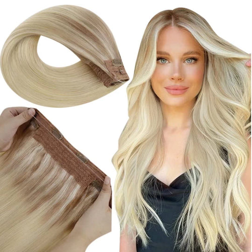 Alice Beach Blonde Ombre Human Hair Double Weft Halo Extensions
