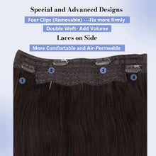 Load image into Gallery viewer, Sarah Jet Black Straight Human Hair Double Weft Halo Extensions