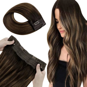 Elise Black & Brown Highlight Halo Body Wave Human Hair Extensions