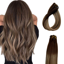 Load image into Gallery viewer, Lydia Ash Blonde Balayage Human Hair Clip-In Extensions