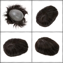 Load image into Gallery viewer, Zaito 1B Mixed 10% White Wavy 100% European Human Hair Toupee