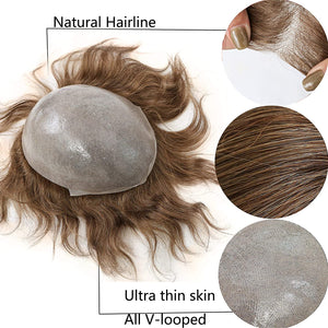 Mason Sandy Brown 100%  Human Hair Wavy Toupee