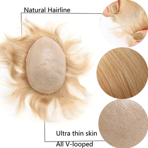 Chad Ash Blonde Wavy 100% European Human Hair Toupee