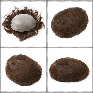 Tide Hunter #2 Light Brown Wavy 100% European Human Hair Toupee