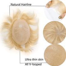 Load image into Gallery viewer, Mirana #613 Blonde Wavy 100% European Human Hair Toupee