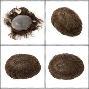 Elijah Dark Brown Wavy 100% European Human Hair Toupee