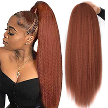 Load image into Gallery viewer, Red Kinky Straight Synthetic Hair Clip-In Ponytail