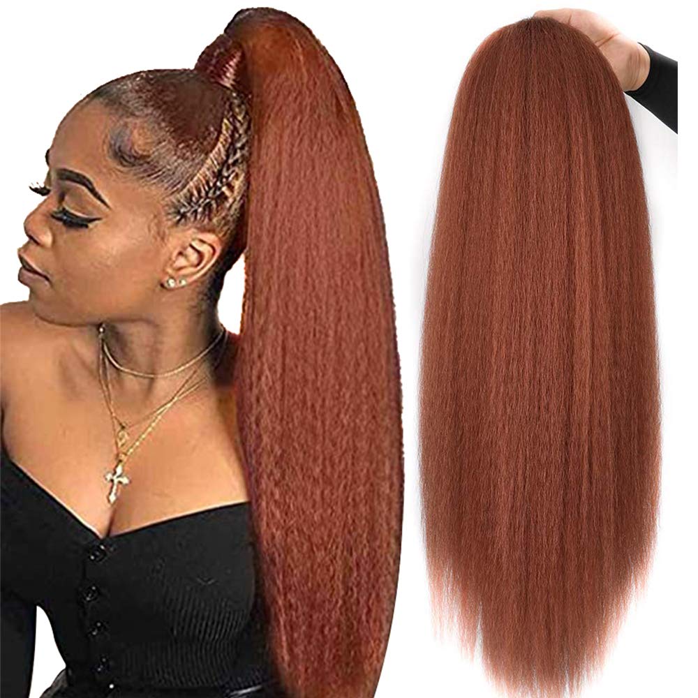 Red Kinky Straight Synthetic Hair Clip-In Ponytail