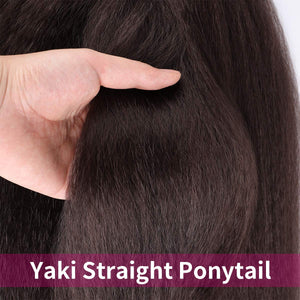 Kinky Straight Brown Synthetic Hair Clip-In Ponytail