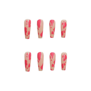 Pink & Leopard Print Coffin Shape Press On Nails