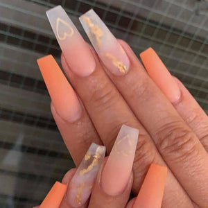Orange & Gold Ombre Mabel Press On Nails
