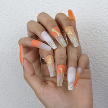 Load image into Gallery viewer, Orange &amp; Gold Ombre Mabel Press On Nails