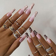 Load image into Gallery viewer, Pink &amp; White Two-Tone Swirls Press On Nails