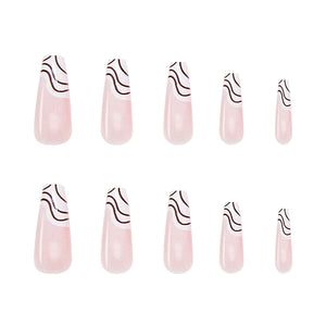 Pink & White Two-Tone Swirls Press On Nails