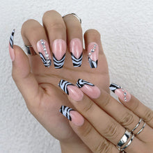 Load image into Gallery viewer, Zebra Stripe Medium Length Coffin Press-On Nails