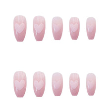 Load image into Gallery viewer, Pink Hearts Coffin Shape Press On Nails