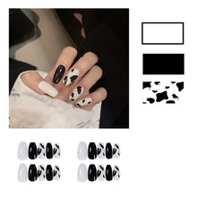 Load image into Gallery viewer, Black &amp; White Cow Print Gel Press On Nails