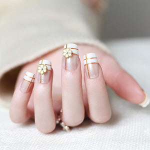 Floral French Manicure Press On Nails