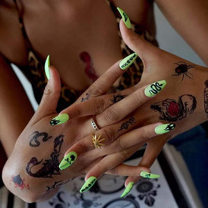 Green Snake Skin Press On Nails