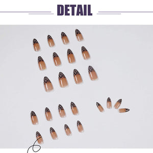 Brown & Leopard Print Almond Shape Press On Nails