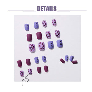 Purple & Leopard Print Acryilic Press On Nails