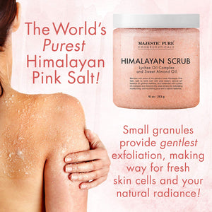 Pure Himalayan Salt Exfoliating Body Scrub with Lychee Oil for Deep Cleansing and Moisturizing, 10 oz