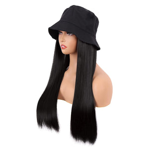 Eileen Black 24 Inch Straight Synthetic Hat Wig