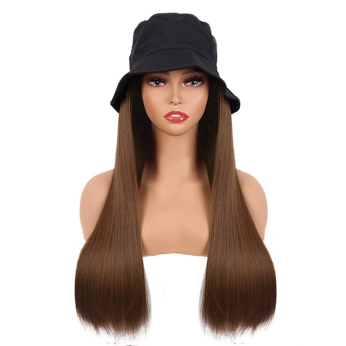 Elodie Brown 24 Inch Straight Synthetic Hat Wig