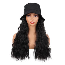 Load image into Gallery viewer, Monica Black 24 Inch Long Wavy Curly Hat Wig