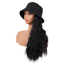 Load image into Gallery viewer, Monica Black 24 Inch Long Wavy Curly Hat Wig