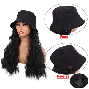 Monica Black 24 Inch Long Wavy Curly Hat Wig