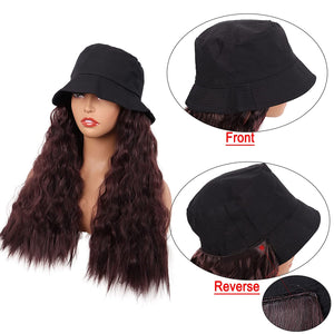 Galilea Dark Brown 24 Inch Long Wavy Curly Hat Wig – Bella Chic Hair ...