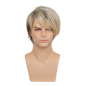 Blonde With Highlights Layered Austin Synthetic Men's Wig