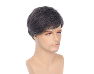 Gray Short Layered Men's Synthetic Wig