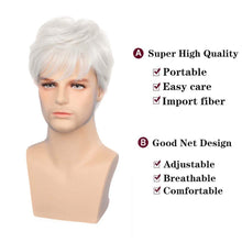 Load image into Gallery viewer, Silver &amp; White Short Layered Cosplay Men&#39;s Wig