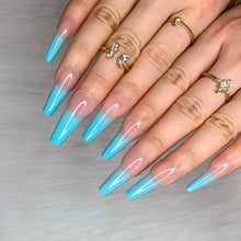 Load image into Gallery viewer, Pink &amp; Blue Coffin Shape Ombre Press on Nails