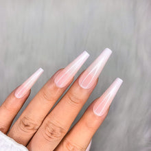 Load image into Gallery viewer, Pink &amp; White Long Ombre Coffin Press on Nails