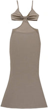 Load image into Gallery viewer, Knit Cut Out Sweatheart Beige Backless Maxi Dress