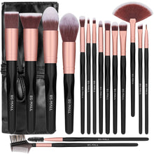 Load image into Gallery viewer, Pink &amp; Black 16pcs Makeup Brush Set