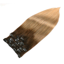 Load image into Gallery viewer, Holly Ash Brown Ombre Silky Straight Human Hair Clip-In Extensions