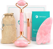 Load image into Gallery viewer, Rose Quartz Facial Roller &amp; Gua Sha Facial Tools for Skin Toning, Firming, Depuffing