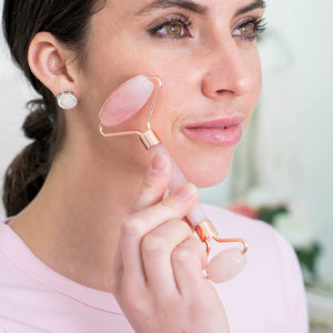 Rose Quartz Facial Roller & Gua Sha Facial Tools for Skin Toning, Firming, Depuffing