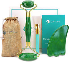 Load image into Gallery viewer, Jade Facial Roller &amp; Gua Sha Facial Tools for Skin Toning, Firming, Depuffing