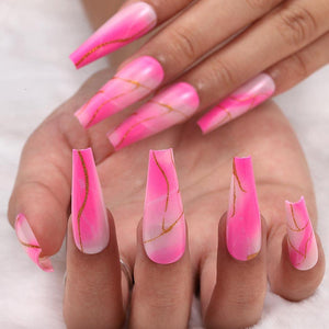Pink & Gold Mabel Design Press On Nails