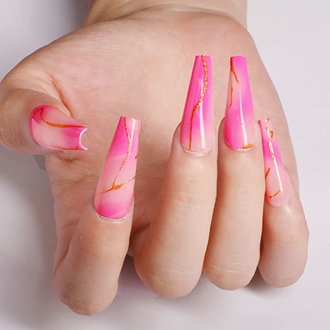 Pink & Gold Mabel Design Press On Nails