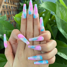 Load image into Gallery viewer, Cotton Candy Tie-dyed Coffin Shape Press On Nails