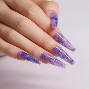 Lilac Coffin Shape Mabel Design Press On Nails