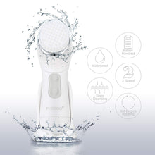 Load image into Gallery viewer, Waterproof Spinning Facial Cleansing Brush Set with Holder and 6 Brush Heads for Gentle Exfoliation, Deep Cleansing, and Massaging